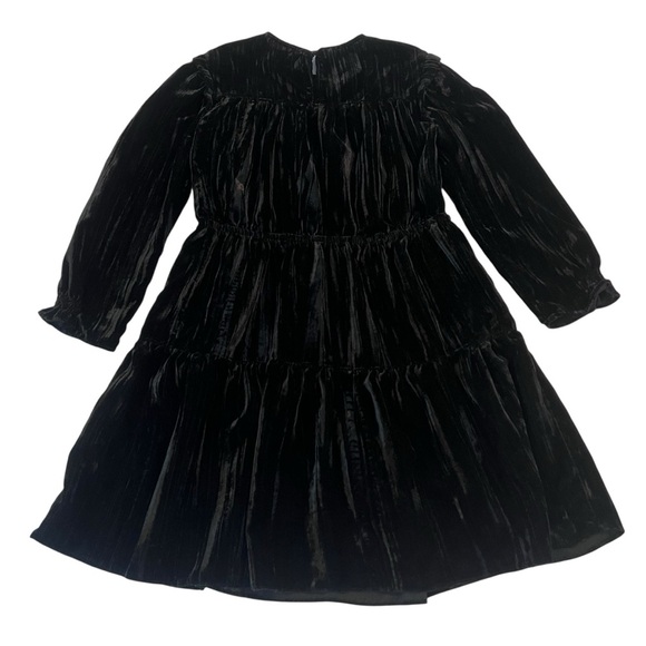 Zara Girl’s Crushed Velvet Black Tiered Dress Size 8 - Picture 6 of 7